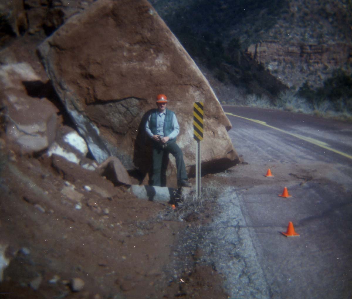 Color Photo of a rock slide along State Route 9 (SR-9).
