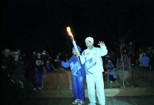 Color Photos of the ceremony surrounding the Olympic Torch passing through Zion.