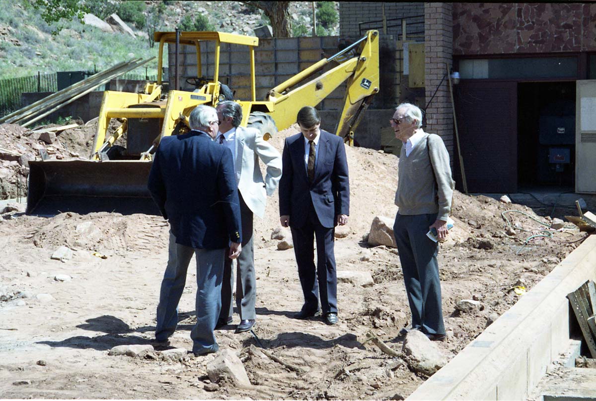 Color Photos of groundbreaking ceremony for remodeling of headquarters / visitor center building.
