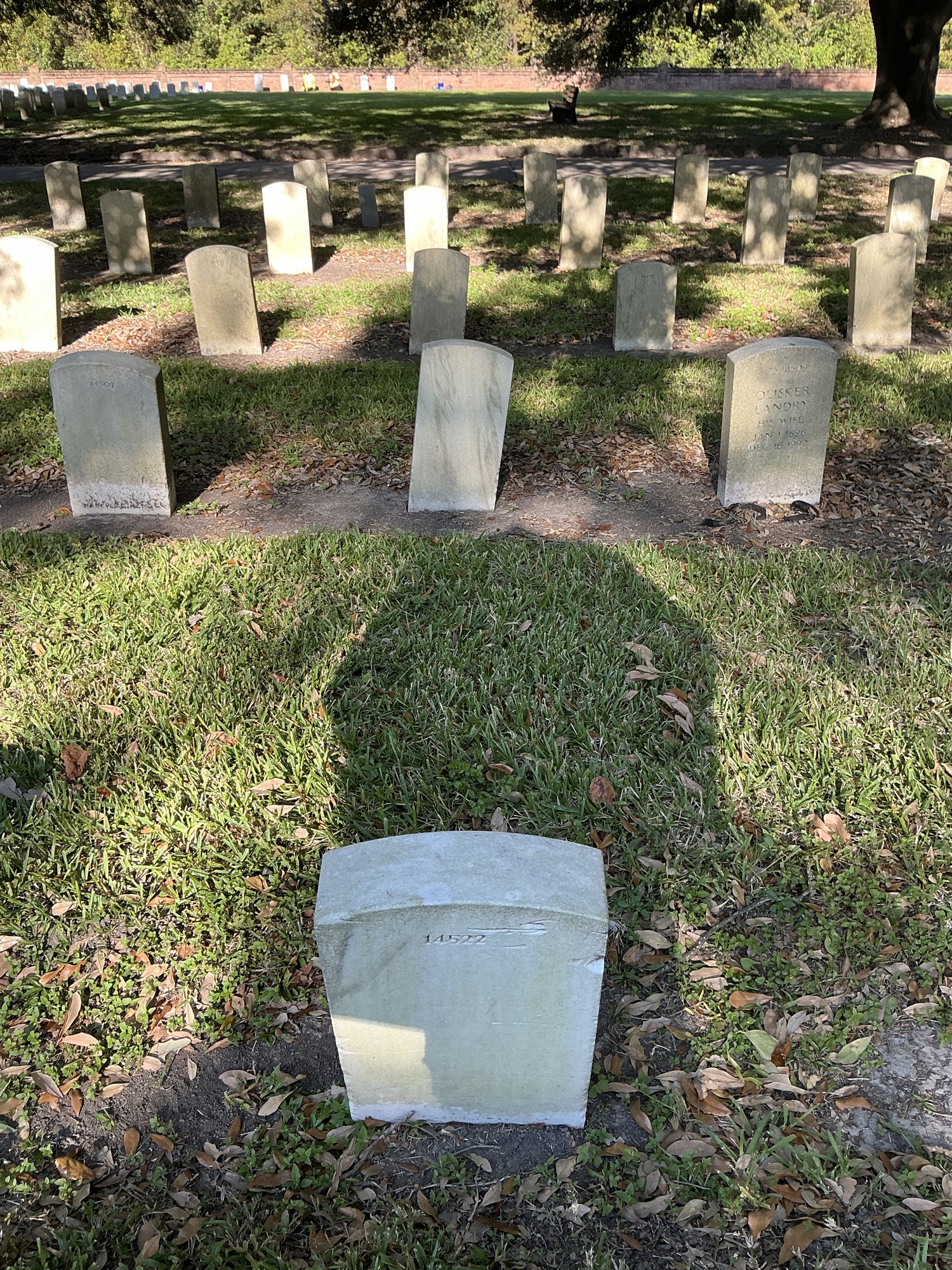Extra image of upright marble headstone with flat face.