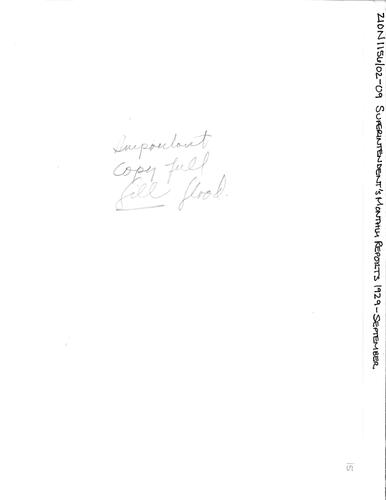 ZION 5087 Superintendents Monthly Report 1929 09