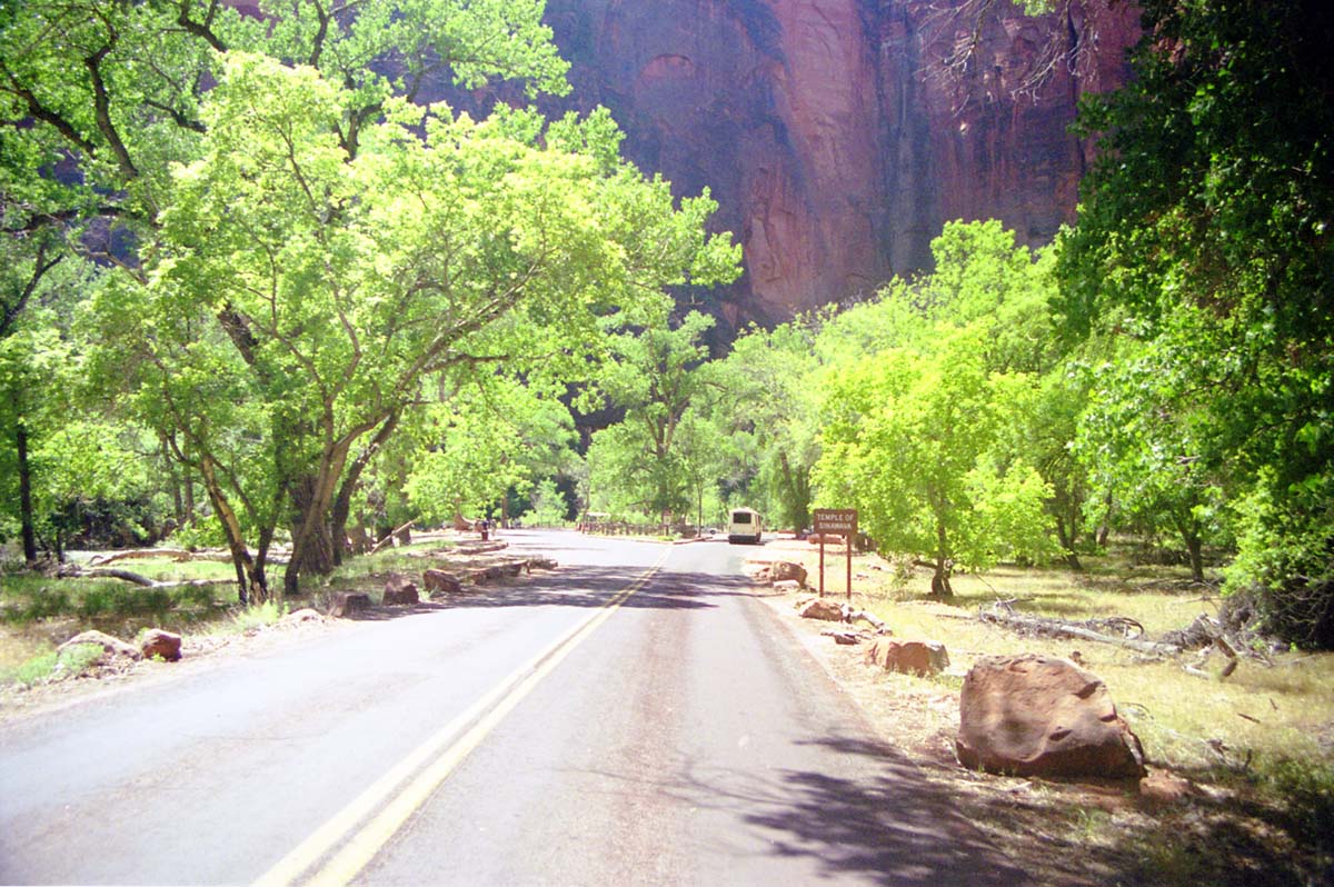 Color Photos of the official launch of the Zion shuttle system- same day as the new visitor center opening.