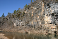 Bluffs along the Jacks Fork River at Baptising Hole.