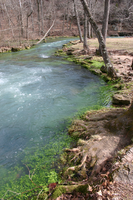 Water running from Alley Spring down the spring branch to the Jacks Fork River.