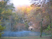 Fall color and morning mist add beauty to Big Spring.