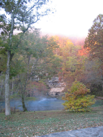Fall color and morning mist at Big Spring.