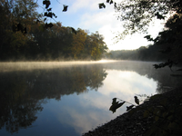 Scenic view of Current River at dusk