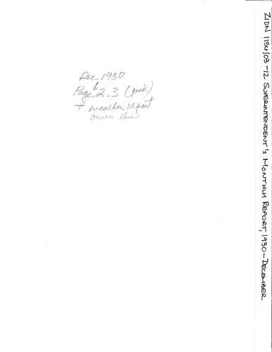 ZION 5087 Superintendents Monthly Report 1930 12