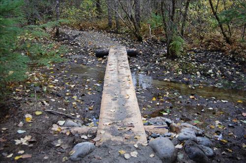 Completed section of 3.67 mile turnpike in Klondike Gold Rush National Historic Park on the Chilkoot Trail in September 2011