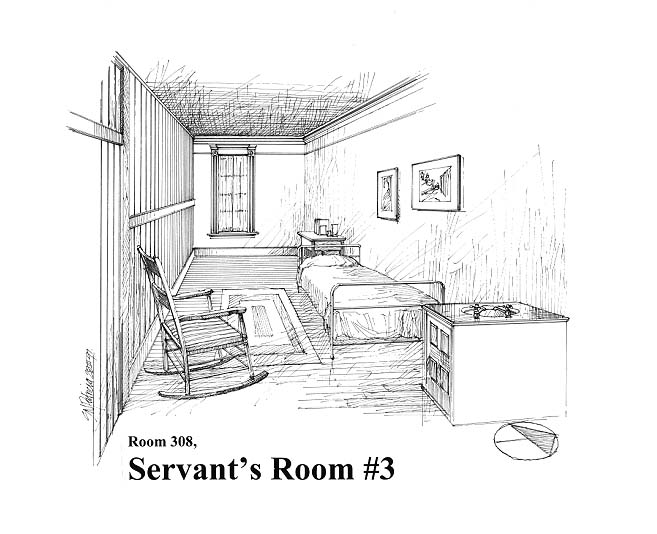 Interpretive Period: 1930. Illustration depicts the Servant's Room #3 (Room 308).