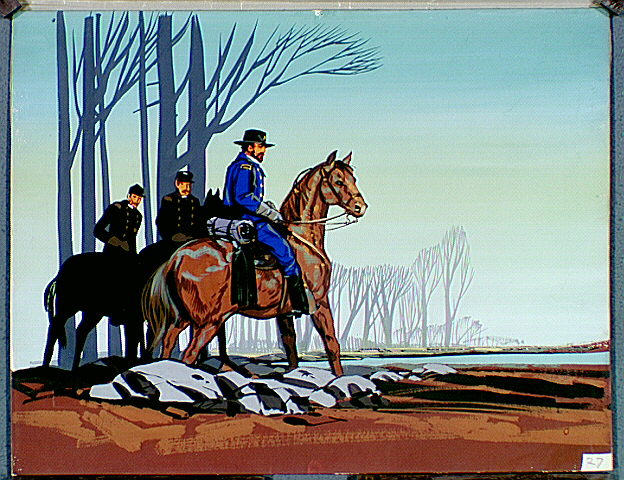 General William S. Rosecrans and other officers on horseback.