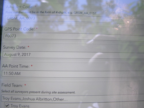 GRSM Accuracy Assessment. Plot Code: GRSM_AA_0073_1