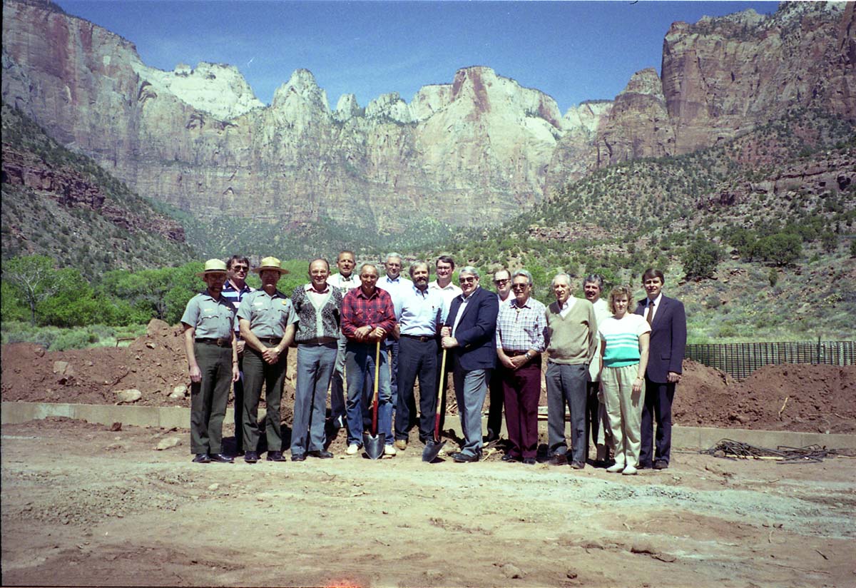 Color Photos of groundbreaking ceremony for remodeling of headquarters / visitor center building.