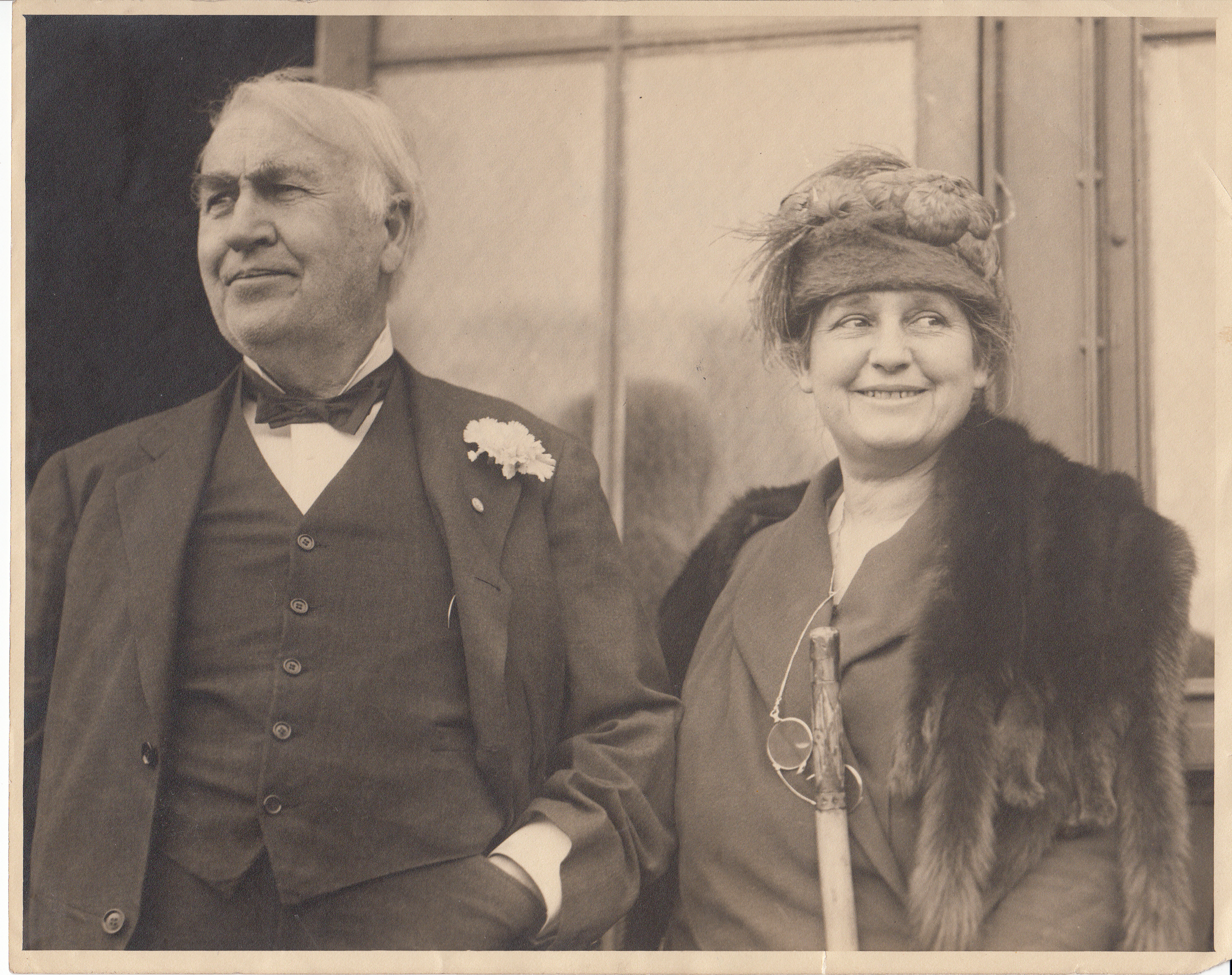 Thomas Edison and Mina Edison on his 73rd birthday.