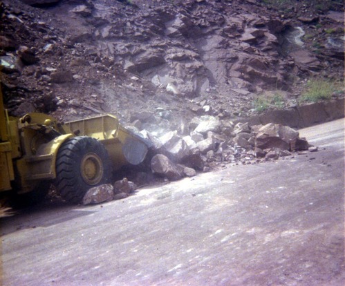Color Photos of rock slides in Kolob Canyon.