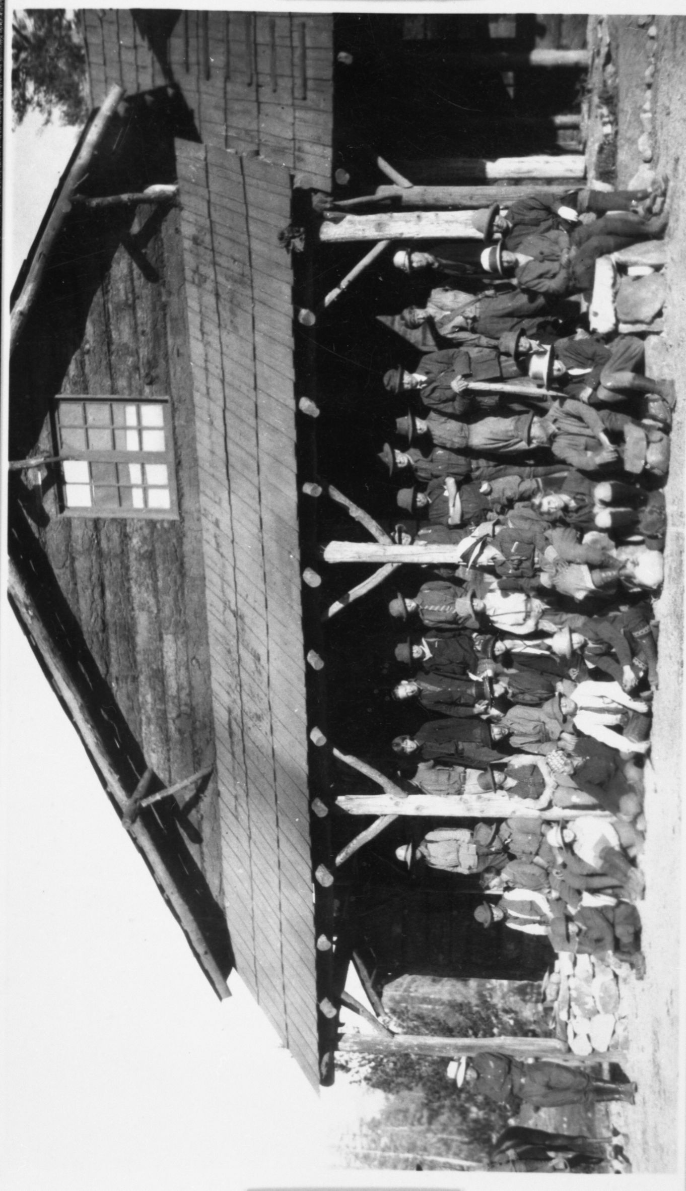 Movie set at Sierra Club property, Tuolumne Meadows East campground, Original in the YNP Collecton (Cat. #25,446). [Oliver Kekrlein, Movie about the Canadian Rockies]