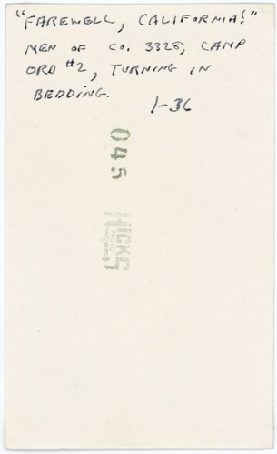 (Reverse) Not Pinnacles, Camp Ord Bedding Turn-In