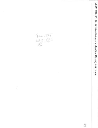 ZION 5087 Superintendents Monthly Report 1935 06