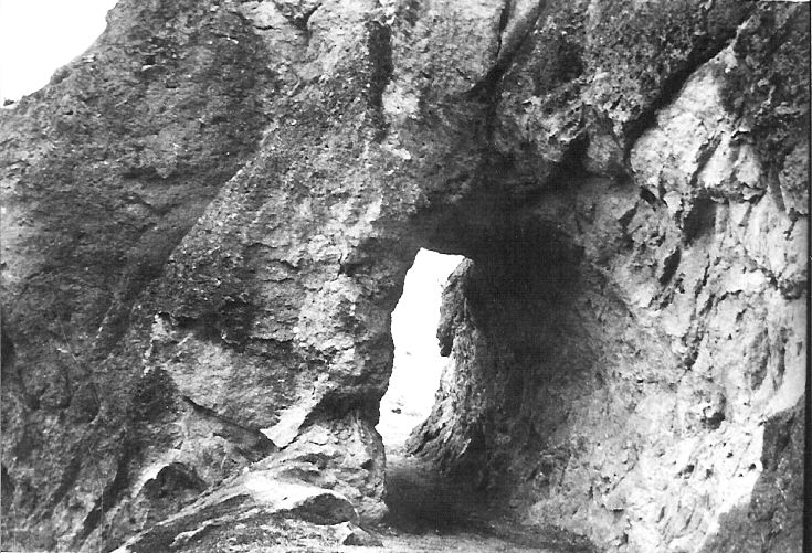 Tunnel through rock. 