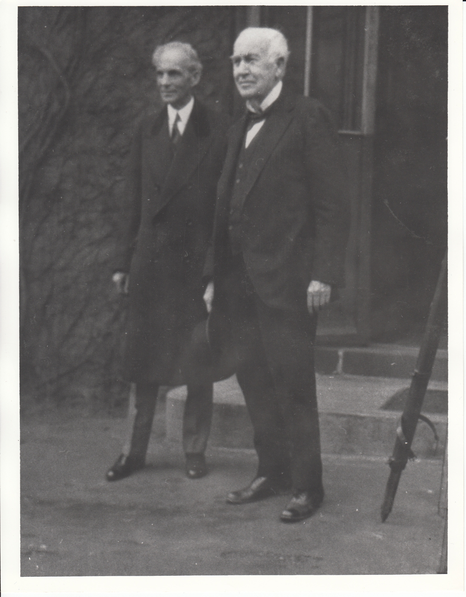 Henry Ford with Thomas Edison in front of Building 5 at Edison's West Orange Laboratory.