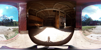 Spherical image of a goat barn