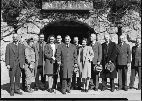 Members of the Senate Committee on Small Business in front of the Museum. Hil Oehlmann & Supt. Frank Kittredge on the far left.