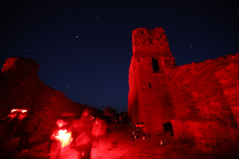 Nighttime Photography of the mission ruins at the Abo site from a Dark Sky event.