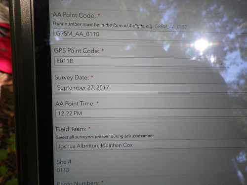 GRSM Accuracy Assessment. Plot Code: GRSM_AA_0118_1