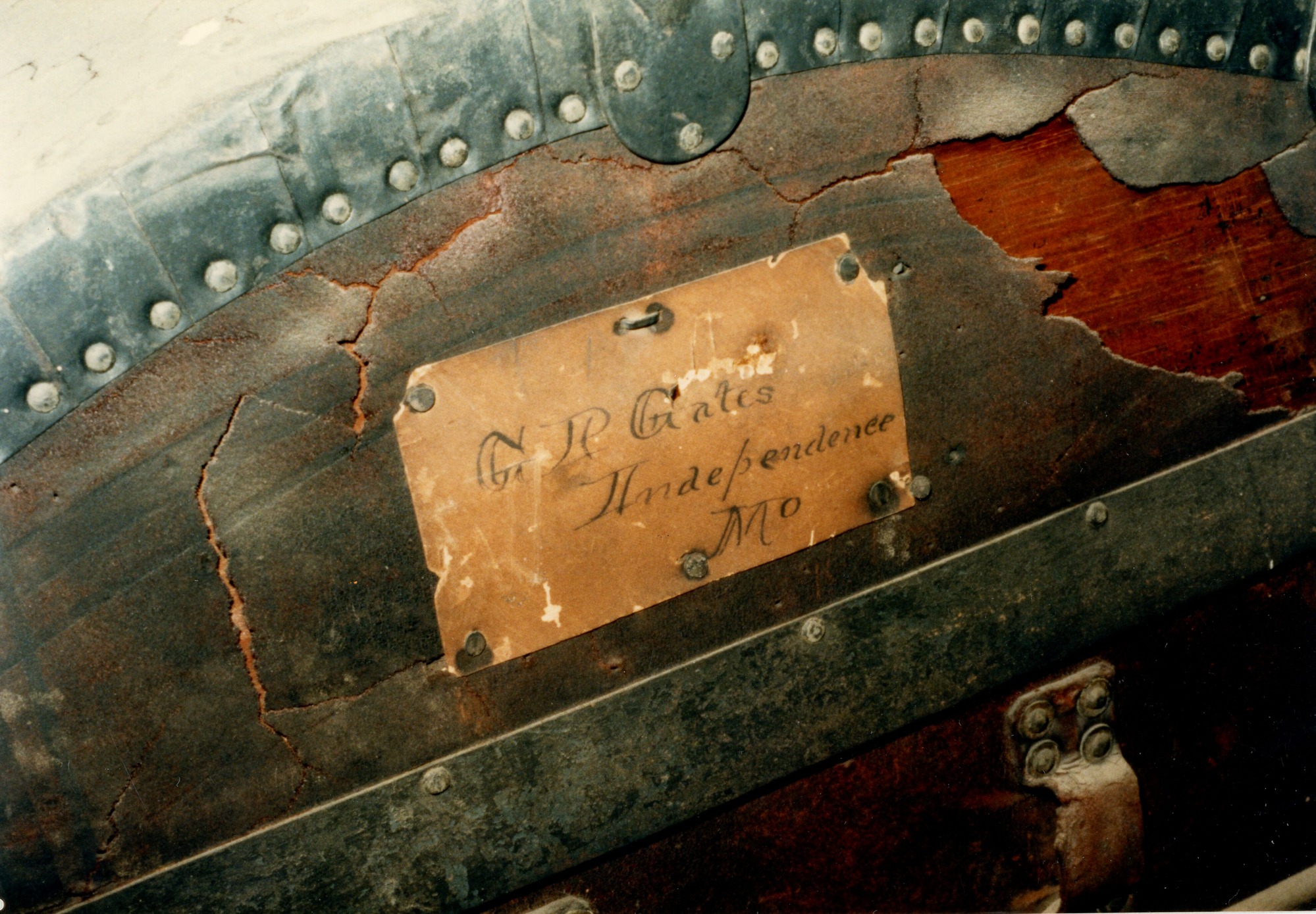 Trunk in attic with "G.P. Gates" tag