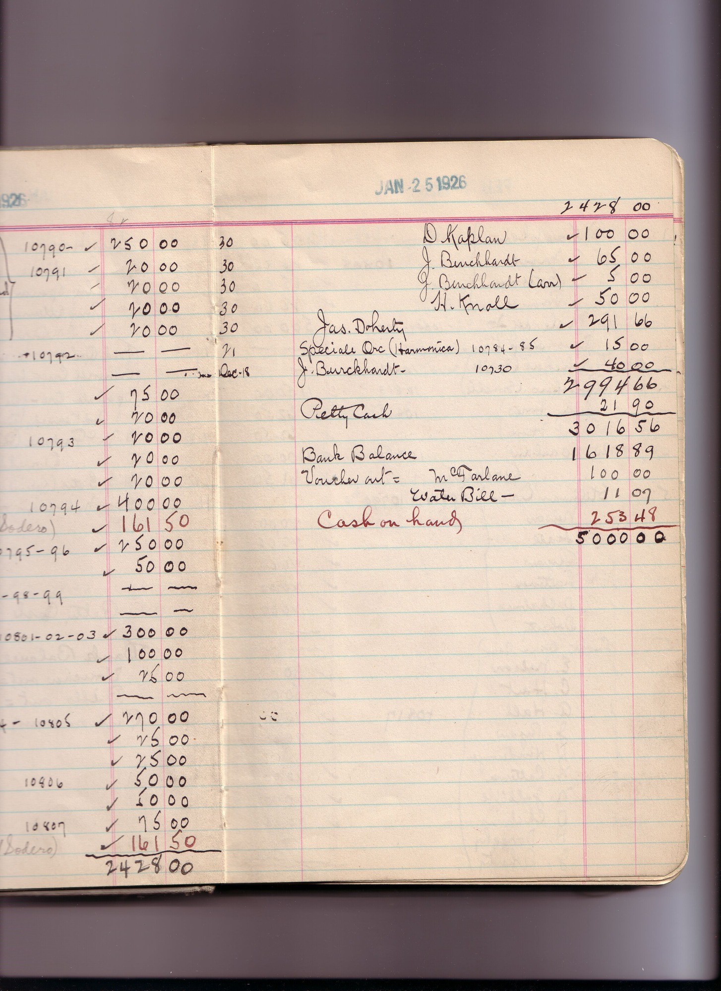 Thomas Edison's New York City Recording Studio Cash Book 19 (of 21), Image 15 (of 116).