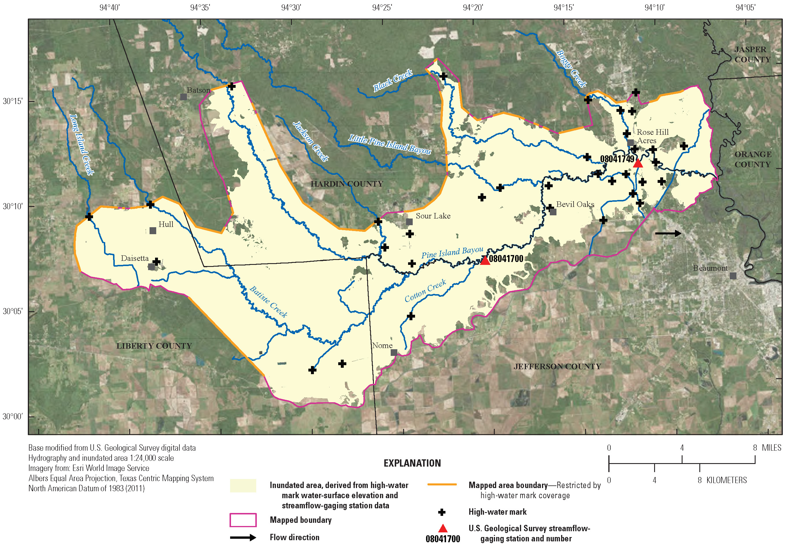 Flood-inundation map of Pine Island Bayou for the August and September 2017 Hurricane Harvey-related flood event in southeastern Texas and southwestern Louisiana. 