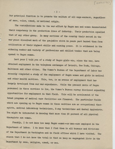 National Council of Negro Women, Meeting Minutes, 1947
