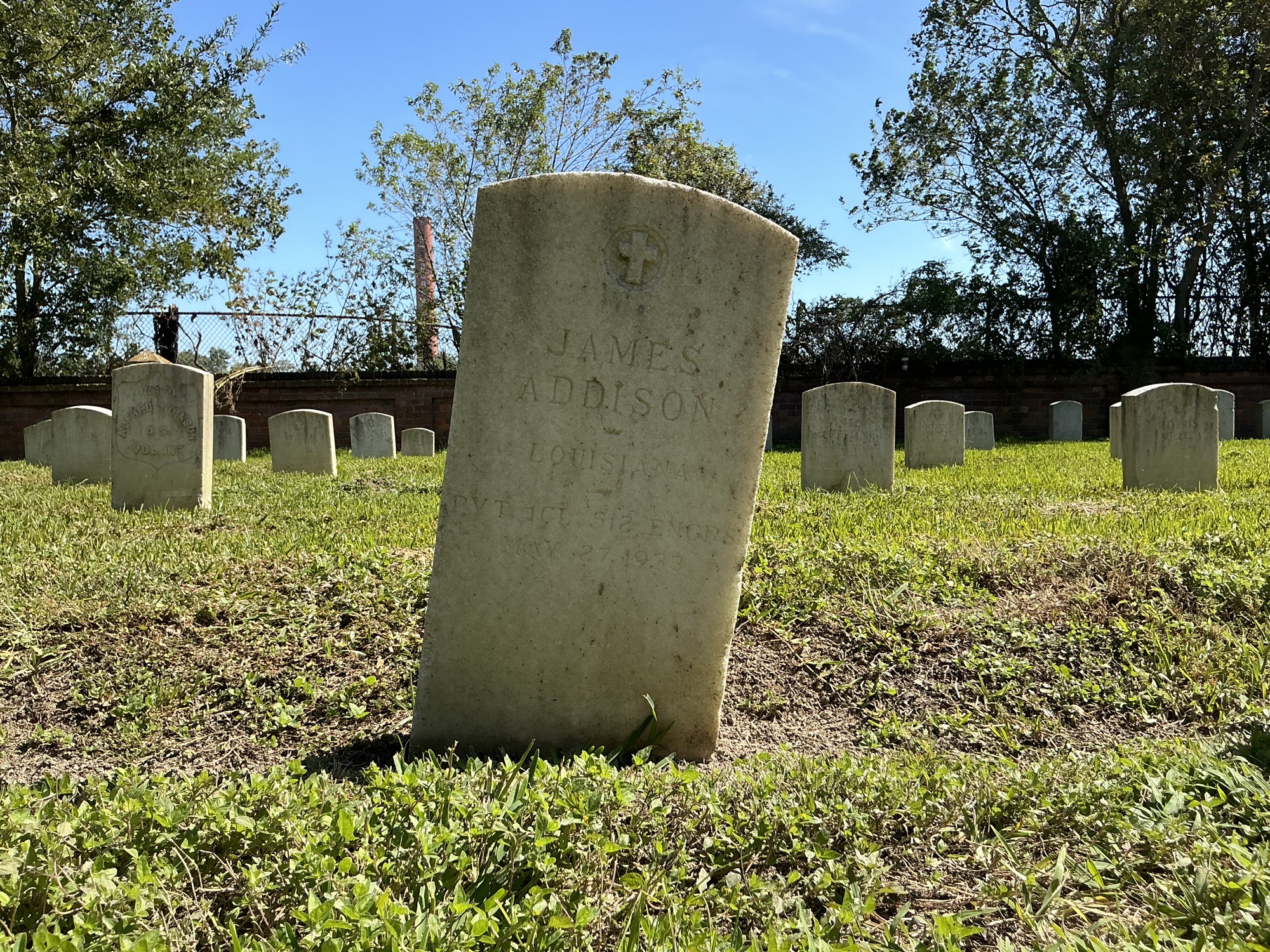 Front of upright marble headstone with flat face.