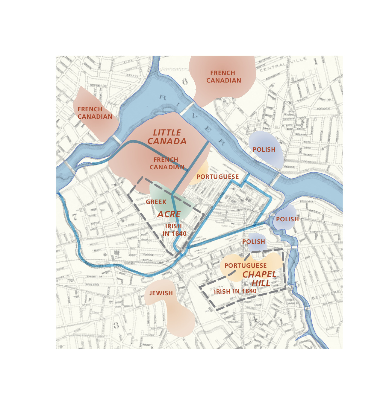 Lowell National Historical Park Ethnic Enclaves, 1912 Map