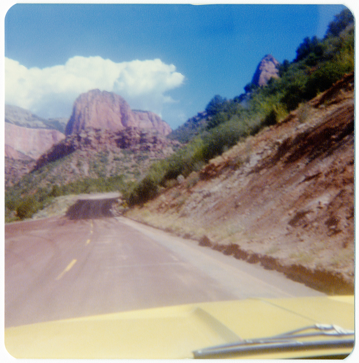 Mountains ahead in the distance along the Kolob Terrace Road - North Unit.