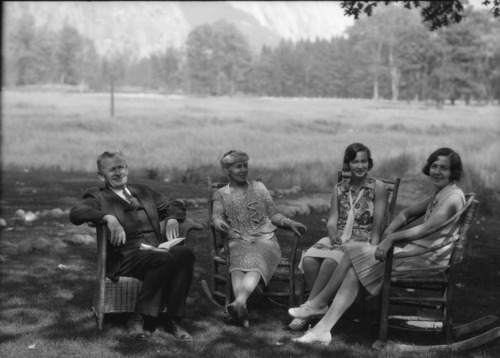 Gov. Young and family on lawn at Superintendent's house.