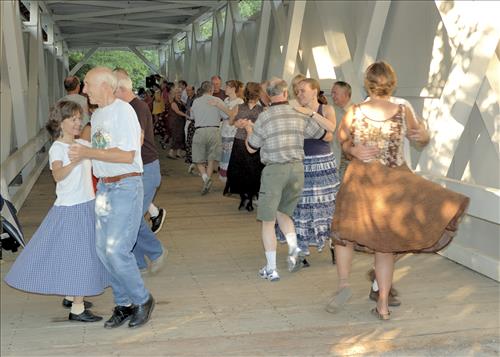 Everett Road Covered Bridge contra dancers 1