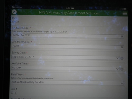 GRSM Accuracy Assessment. Plot Code: GRSM_AA_0216_1