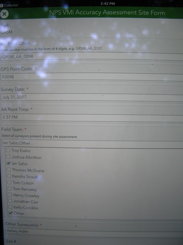 GRSM Accuracy Assessment. Plot Code: GRSM_AA_0098_1