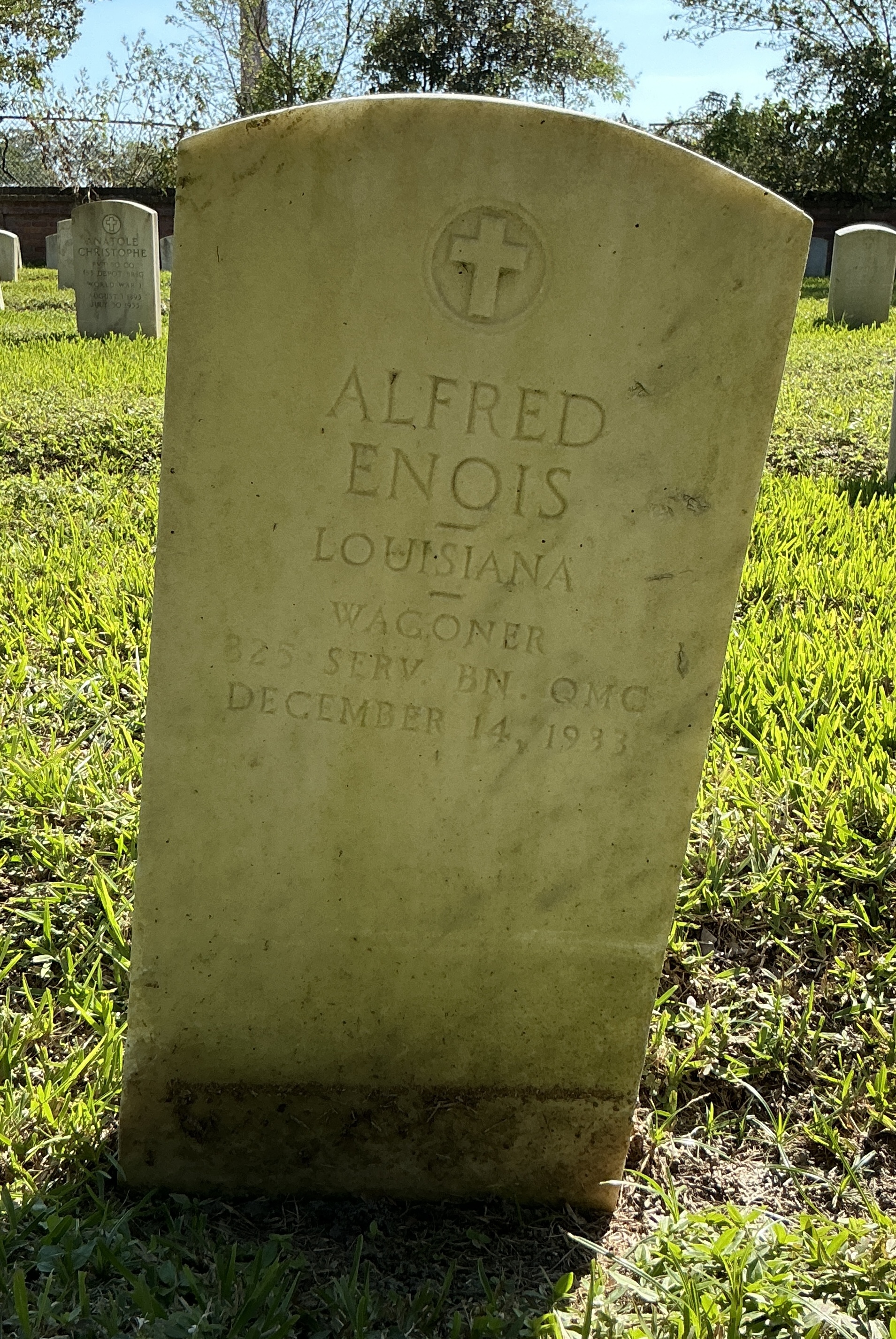 Front of upright marble headstone with flat face.