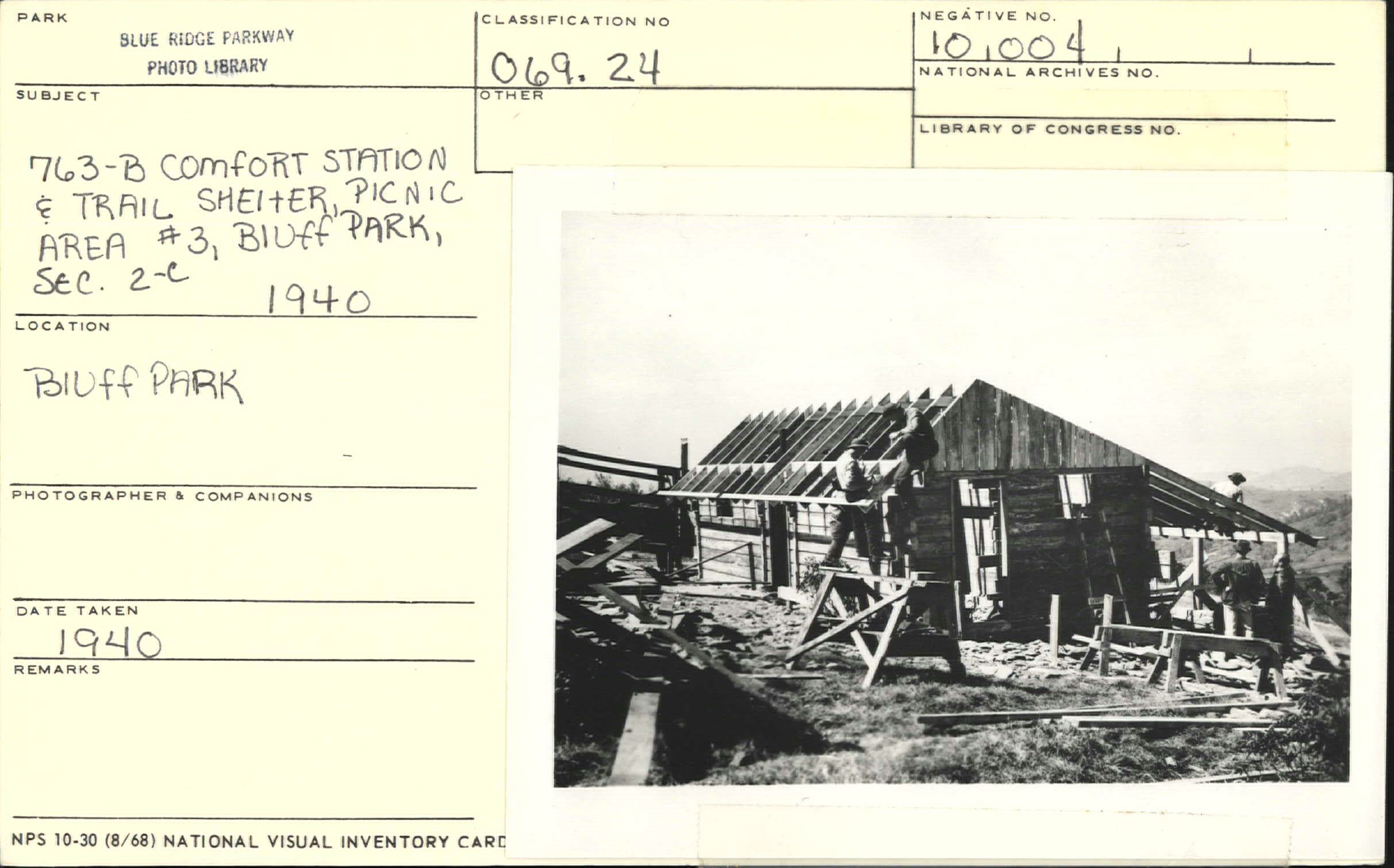 Comfort station, trail shelter, and picnic area at Bluff Park