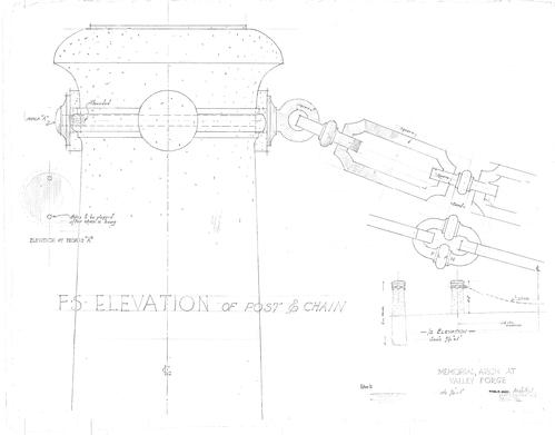 Memorial Arch at Valley Forge: Elevation of Post & Chain