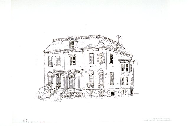 Exterior view of "Morrisania", the former New York home of Lewis Morris.