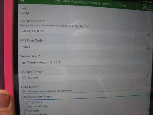 GRSM Accuracy Assessment. Plot Code: GRSM_AA_0805_1