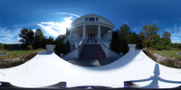 Spherical image of a white house and driveway