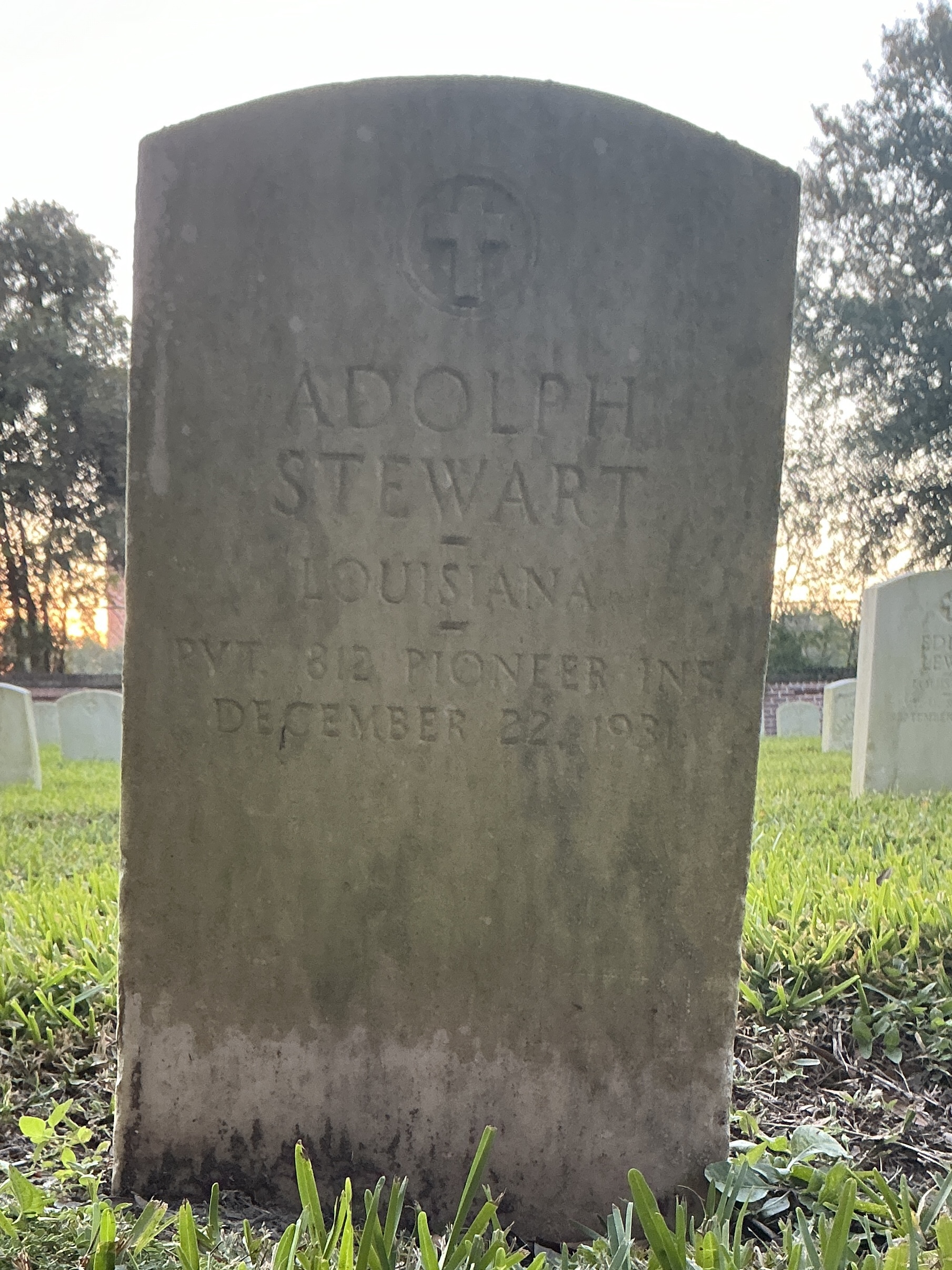 Front of upright marble headstone with flat face.