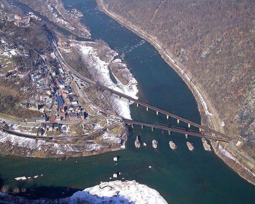 Aerial views of Harpers Ferry National Historical Park taken Feb. 2, 2005