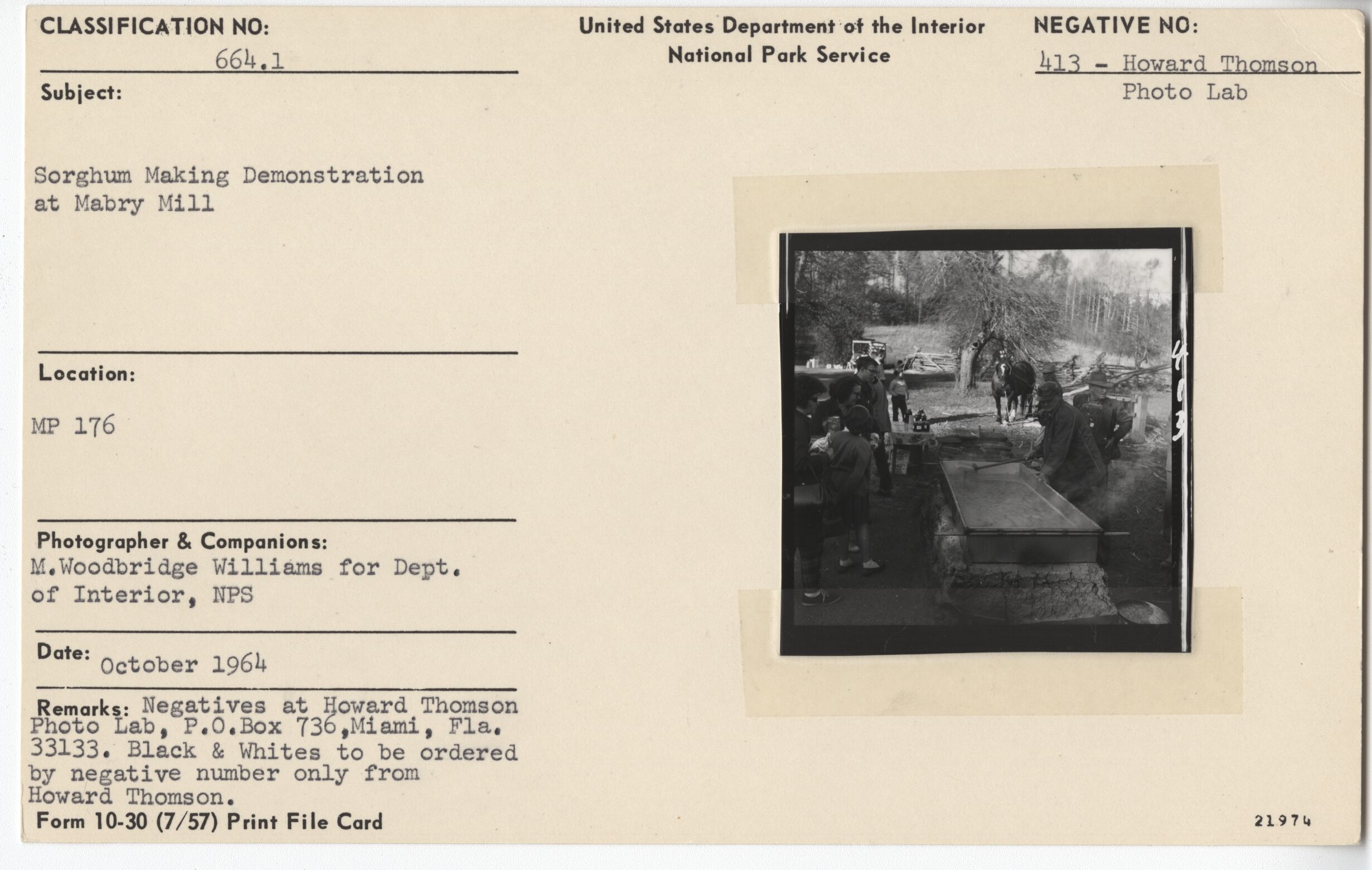 Testing sorghum at demonstration at Mabry Mill