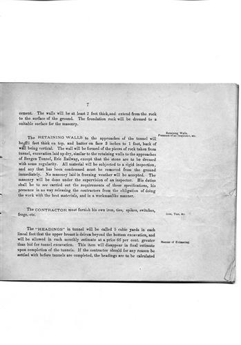 A+007+0055.PA#001--Specification for tunnel and through cut--Bergen Hill, NJ [1873.08] Cover plus 11 pages