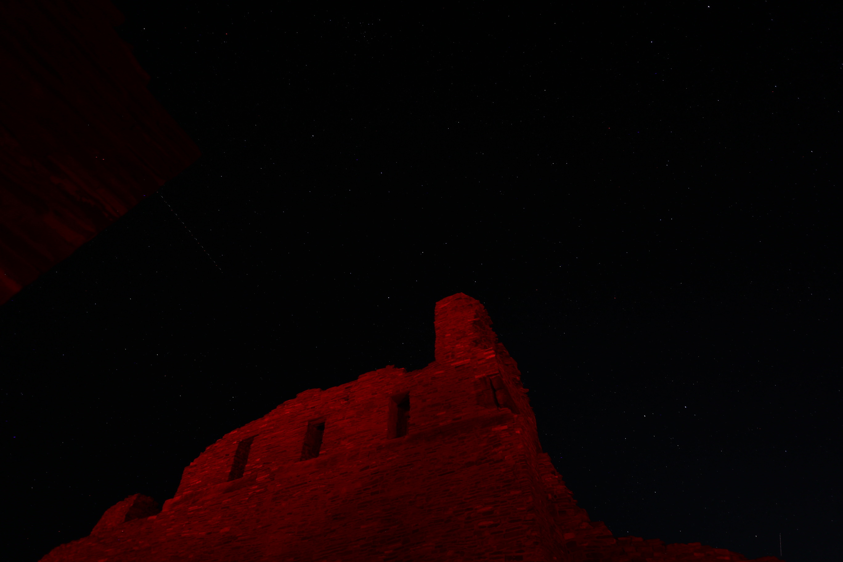 Nighttime Photography of the mission ruins at the Abo site from a Dark Sky event.
